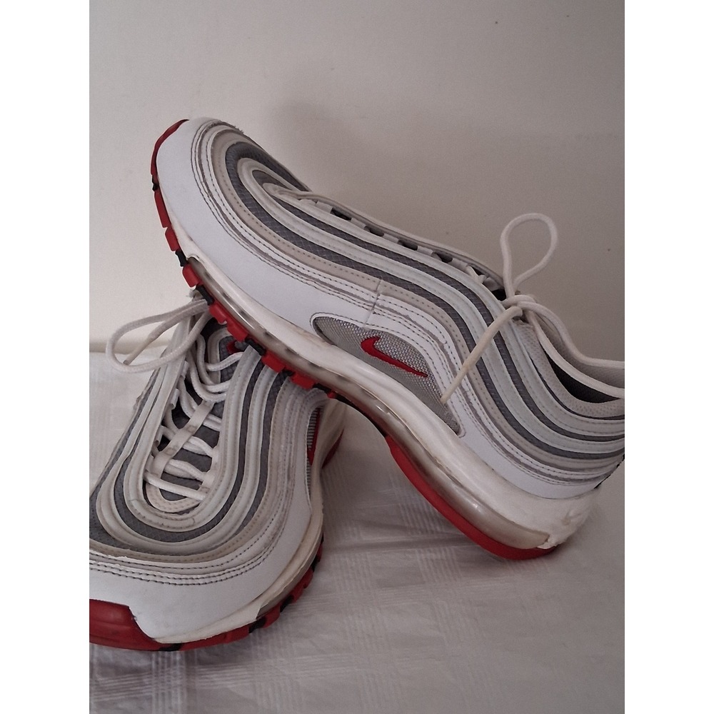 Nike Air Max 97 Mens Size 9 White Silver Red Sneakers DM0027-100 Running Shoes